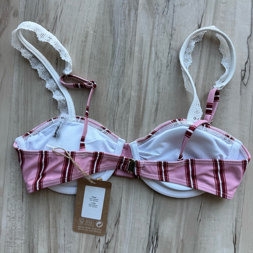 Samiol NWT Bikini Set Pink Stripe Lace - Picture 9 of 9